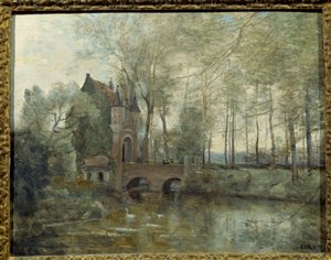 ワグヌーヴィル城。カミーユ・コロー（1796-1875）の絵 作： Jean Baptiste Camille Corot