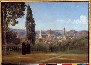 ボーボリの庭園からのフィレンツェの眺め カミーユ・コロー（1796-1875）の絵画 1835年 日0.51×0.73m 作： Jean Baptiste Camille Corot