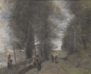 ヴィル・ダヴレー、池に隣接する森の小道 作： Jean Baptiste Camille Corot