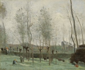 ウィローグローブの洗濯婦、1871年 作： Jean Baptiste Camille Corot