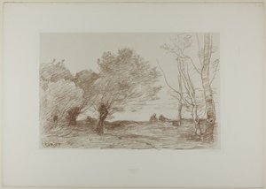 柳と白ポプラ 作： Jean Baptiste Camille Corot