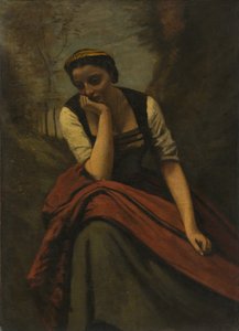 女性の瞑想、1870年頃 作： Jean Baptiste Camille Corot