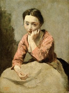 ピンクのブラウスの女」（油彩・キャンバス 作： Jean Baptiste Camille Corot