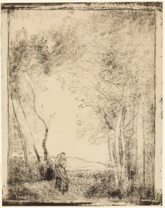森のはずれの若いお母さん 作： Jean Baptiste Camille Corot