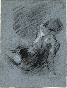 座った人物の後ろ姿、左腕を持ち上げる 作： Jean Baptiste Carpeaux
