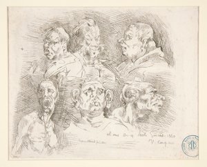 グロテスクな頭のスケッチ 作： Jean Baptiste Carpeaux