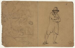 つのスケッチ：腕を組んだ立像と人物の群像 作： Jean Baptiste Carpeaux