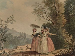 La Graces Parisiennes Au Bois De Vincennes、1790年、1913年 作： Jean Baptiste Chapuy