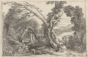 男と女を掘って、「ランドスキップの新しい本」からのプレート、1637 作： Jean Baptiste Claude Chatelain