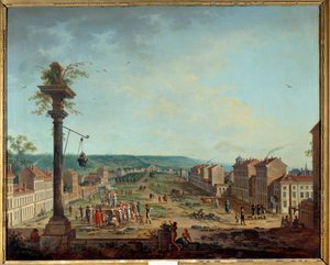 ナンシーにあるグレーブの家。 Jean Baptiste Claudot (1733-1805) の絵画 作： Jean Baptiste Claudot