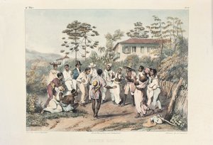黒人ダンサーの集団、「Voyage Pittoresque et Historique au Bresil, ou Sejour d