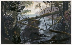 パラヒバ川を渡るインディアン 作： Jean Baptiste Debret
