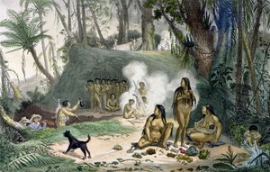 カンタガロのカボクレスの村、「航海のピトレスクとヒストリックのオブレジル」、1839年発行（113079も参照） 作： Jean Baptiste Debret