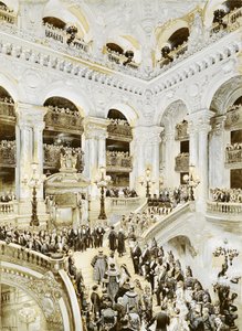 パリオペラハウスの創設、1875年1月5日、1878年（紙に白と白） 作： Jean Baptiste Edouard Detaille