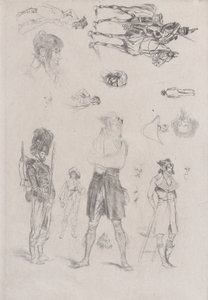 スケッチのシート スケッチのシート、1868 年。 作： Jean Baptiste Edouard Detaille