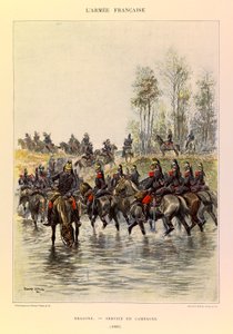 ジュール・リシャール大尉のフランス軍の種類と軍服、エドゥアール・ディテール（1848-1912）の絵によるもの。ドラゴンズ、1885年の戦地勤務、個人蔵 作： Jean Baptiste Edouard Detaille