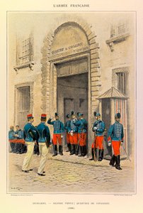 Edouard Detaille（1848-1912）が描いたジュール・リシャール大尉のフランス軍の種類と軍服：偉大なドレスを着たユサール軍、1886年の騎兵隊地区、個人蔵