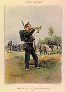 Edouard Detaille（1848-1912）が描いたジュール・リシャール大尉のフランス軍の種類と軍服：徒歩のハンター。1885年の大礼服を着たラッパ、個人蔵 作： Jean Baptiste Edouard Detaille
