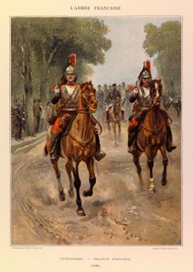 Edouard Detaille（1848-1912）が描いたジュール・リシャール大尉のフランス軍の種類と軍服。キュイラッシェ。1885年の護衛小隊、個人蔵