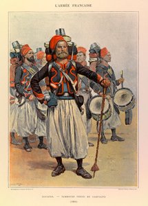 Edouard Detaille（1848-1912）が描いたジュール・リシャール大尉のフランス軍の種類と軍服。ズアーブ。1886年のカントリードレスを着た太鼓、個人蔵 作： Jean Baptiste Edouard Detaille
