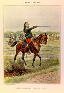 Edouard Detaille（1848-1912）が描いた、ジュール・リシャール大尉のフランス軍の種類と制服。1885年、マニューバー・スーツを着たドラゴンズの将校、プライベート・コレクション 作： Jean Baptiste Edouard Detaille