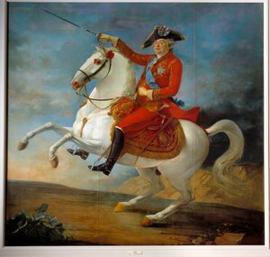 ルイ16世（1754年～1793年）の騎馬像。ジャン・フランソワ・カルトー（1751-1813）の絵画 作： Jean Baptiste Francois Carteaux