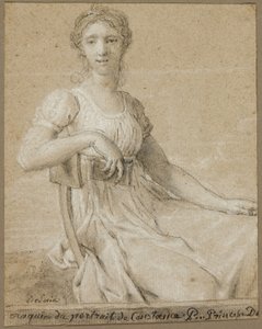 コンスタンス・パイプレットの肖像画のスケッチ（レクト）；女性の頭部（裏面） 作： Jean Baptiste Francois Desoria