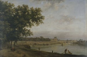 1783年、コート・ラ・レーヌから見たチュイルリーとポン・ロワイヤル（油彩・カンヴァス） 作： Jean Baptiste Genillion