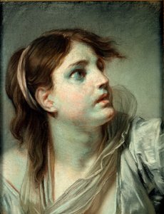 若い女の子の頭（紙にパステル） 作： Jean Baptiste Greuze