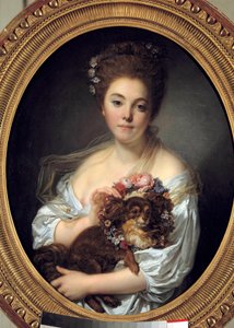 ポルシン夫人の肖像 ジャン・バティスト・グルーズ（1725-1805）による絵画。1770年頃 薄さ0.72 x 0.58 m アンジェ。美術博物館 作： Jean Baptiste Greuze