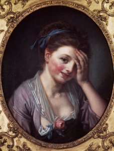 薔薇を持つ少女 ジャン・バティスト・グルーズ（1725-1805）の絵画 18世紀。パリ、コニャック美術館 Jay. 作： Jean Baptiste Greuze