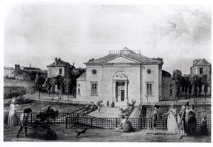 1896年にアーネストルルーが出版したET Hamyの「Le Museum d&39;Histoire Naturelle il ya un siecle」から1794年にパリのジャルダンデプラントの大円形闘技場 作： Jean Baptiste Hilair