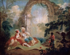 トルコのパシャとオダリスク、18世紀後半または19世紀初頭。 作： Jean Baptiste Hilair