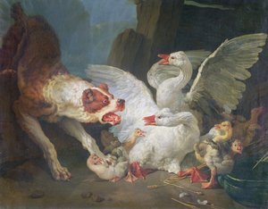 ガチョウを攻撃する犬、1769