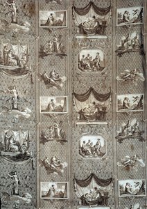 精神とキューピッドを表すタペストリー。ジャン＝バティスト・ユエ（1745-1811）のデッサンより 作： Jean Baptiste Huet