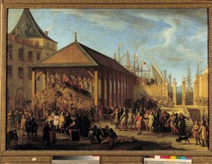 Jean Baptiste (Jean-Baptiste) Colbert (1651-1690) Marquis de Seignelay and Louis Victor (Louis-Victor) de Rochechouart, Duke of Mortemart and Vivonne (1636-1688), General of galeres and admiral of the navy of Levant, visiting the Galere Reale" unde 作： Jean Baptiste I de La Rose
