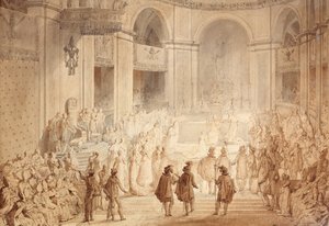 ノートルダム大聖堂でのナポレオン1世の戴冠式 作： Jean Baptiste Isabey