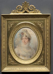 1813年、白いドレスを着た女性の肖像。 作： Jean Baptiste Isabey