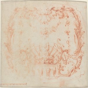 噴水と白鳥のあるロココ調の壁のデザイン [裏面] 作： Jean Baptiste Joseph Pater