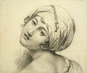 エマの肖像（c.1765-1815）レディハミルトン（紙に黒いチョーク） 作： Jean Baptiste Joseph Wicar