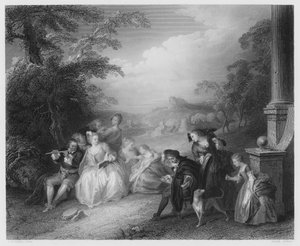 フルート奏者 作： Jean Baptiste Joseph after Pater