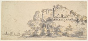 廃墟のあるイタリアの風景 作： Jean Baptiste Lallemand