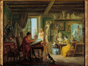 画家の仕事場 ジャン・バティスト・ラレマン（1710-1803）の絵画 18世紀 ディジョンの美術館