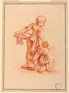 素描《子供を導く女性》1750-75年 作： Jean-Baptiste Le Prince