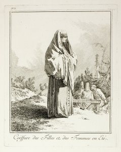 夏の少女と女性のための頭飾り、「Divers Habillements des Peuples du Nord」のプレート 3