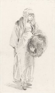 毛皮のマフを持つロシア人女性、1758〜1761年