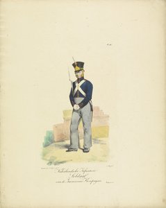 兵士駐屯地中隊、1820～1825年 Garrison Kompagnie のオランダ歩兵兵士 (オブジェクトのタイトル) オランダ王国の軍服。 ウィレム・ヴァン・バイランド閣下に捧げる (オブジェクトのシリーズタイトル) 作： Jean Baptiste Madou