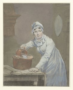 メイドは牛乳を鍋に注ぐ 作： Jean Baptiste Mallet (possibly)