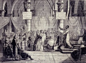 1796年から1800年の間に行われたセオフィランソロピー宗派のメンバーの洗礼式。 作： Jean Baptiste Mallet