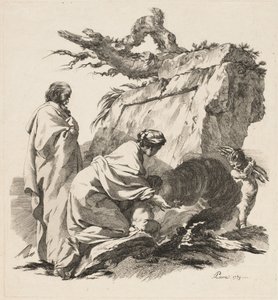 エジプトへの逃亡中の休息 作： Jean Baptiste Marie Pierre